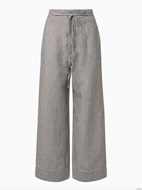 Onia Air Linen Striped Paperbag Trousers In Blue